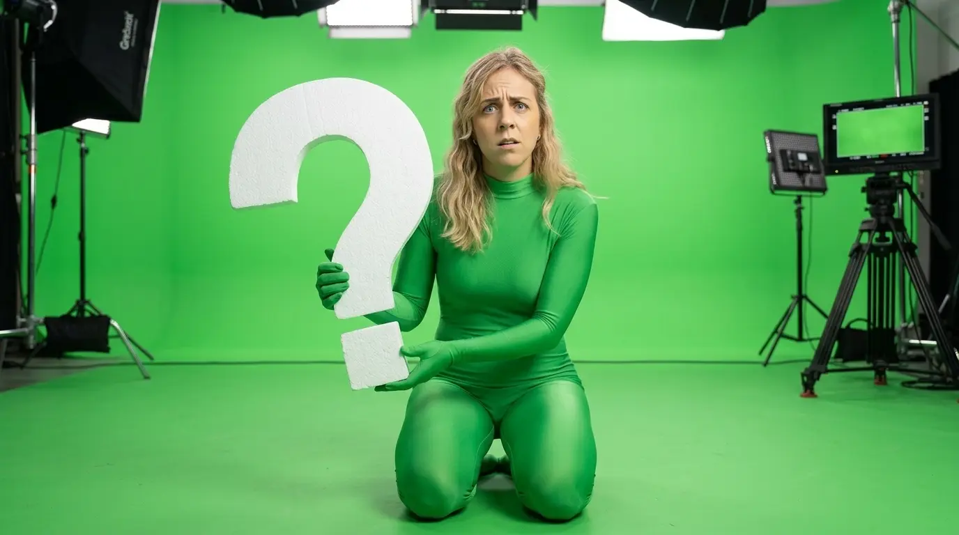Green screen studio med ljusgrön bakgrund för filmproduktion och chroma key